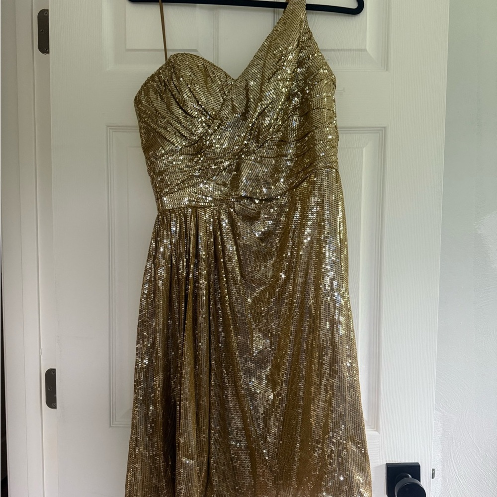 Badgley Mischka Champagne Sequin Gown